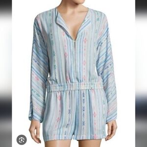 BCBG Maxaxzria Striped Long Sleeve Romper